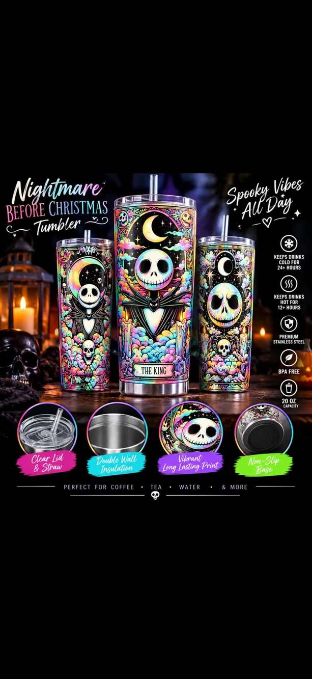 Nightmare Before Christmas Tumbler Size 20 Oz Jack Skellington